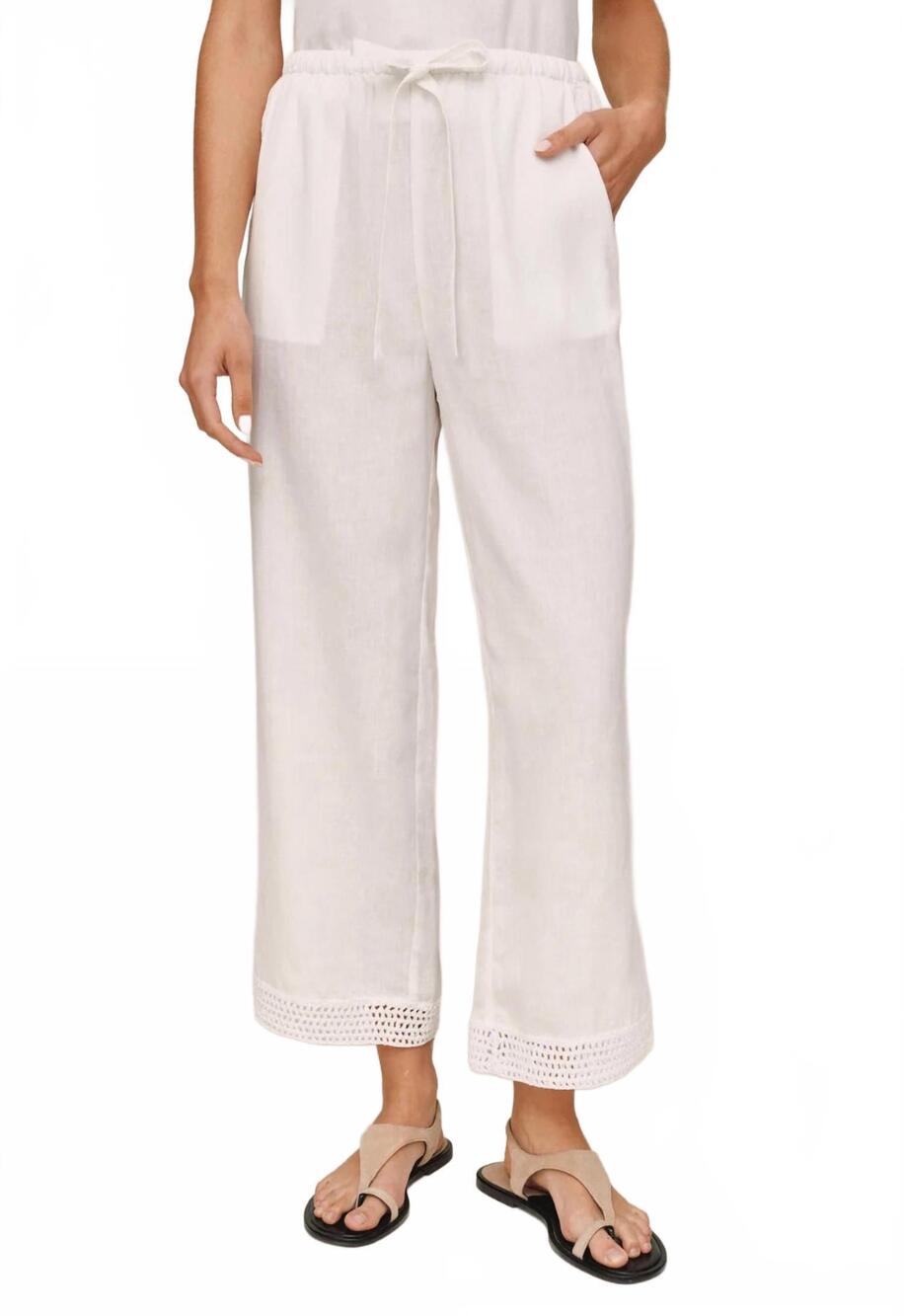 NEW BELLA DAHL crochet edge pant in ivory sand